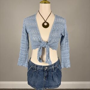 blue knit bolero top